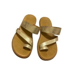 KORK-EASE sz 6 Pine Sandal‎ Toe Loop Strappy Gold comfort